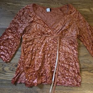 Y2K Rust V-Neck Women's Top